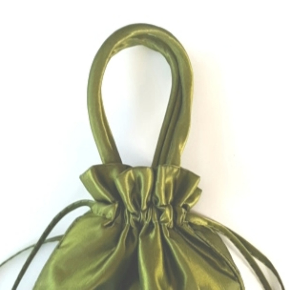 Purse Handbag Drawstring Sparkly Moss Green Small Fairy Botanical Whimsy NWOT - Picture 2 of 7